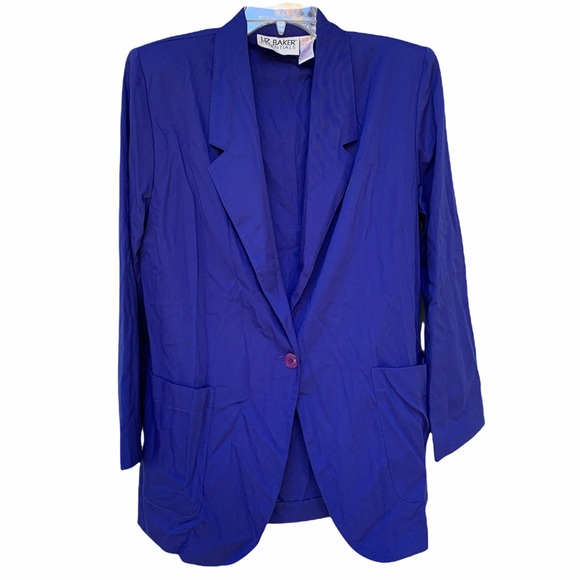 Vintage 80s Liz Baker Essentials Purple Blazer 8 - Picture 1 of 7